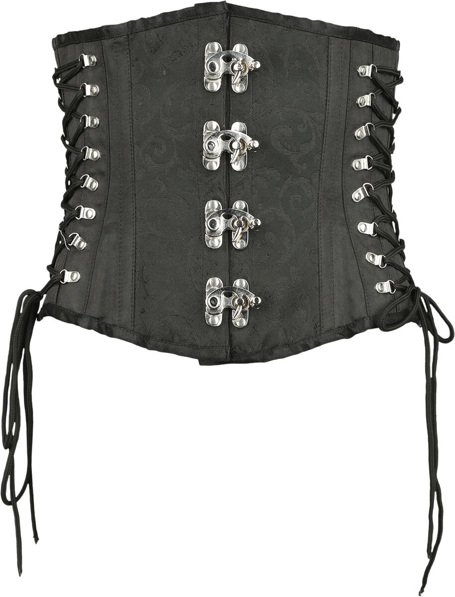 Gothicana by EMP - Gothic Korsage - Brocade Corsage with Clasp - S bis XXL - für Damen - Größe L - schwarz von Gothicana by EMP