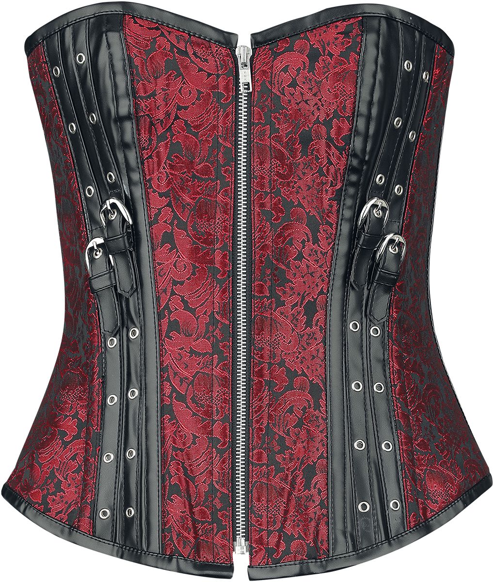 Gothicana by EMP - Gothic Korsage - Corset with Straps and Zipper - XXL - für Damen - Größe XXL - schwarz/rot Gothicana by EMP - Gothic Korsage - Corset with Straps and Zipper - XXL - für Damen - Größe XXL - schwarz/rot von Gothicana by EMP