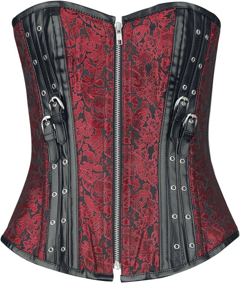 Gothicana by EMP - Gothic Korsage - Corset with Straps and Zipper - XXL - für Damen - Größe XXL - schwarz/rot von Gothicana by EMP