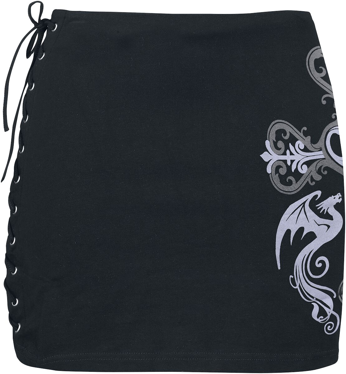 Gothicana by EMP - Gothic Kurzer Rock - Gothicana X Anne Stokes - Skirt With Lacing And Lace - XS bis XXL - für Damen - Größe L - schwarz von Gothicana by EMP