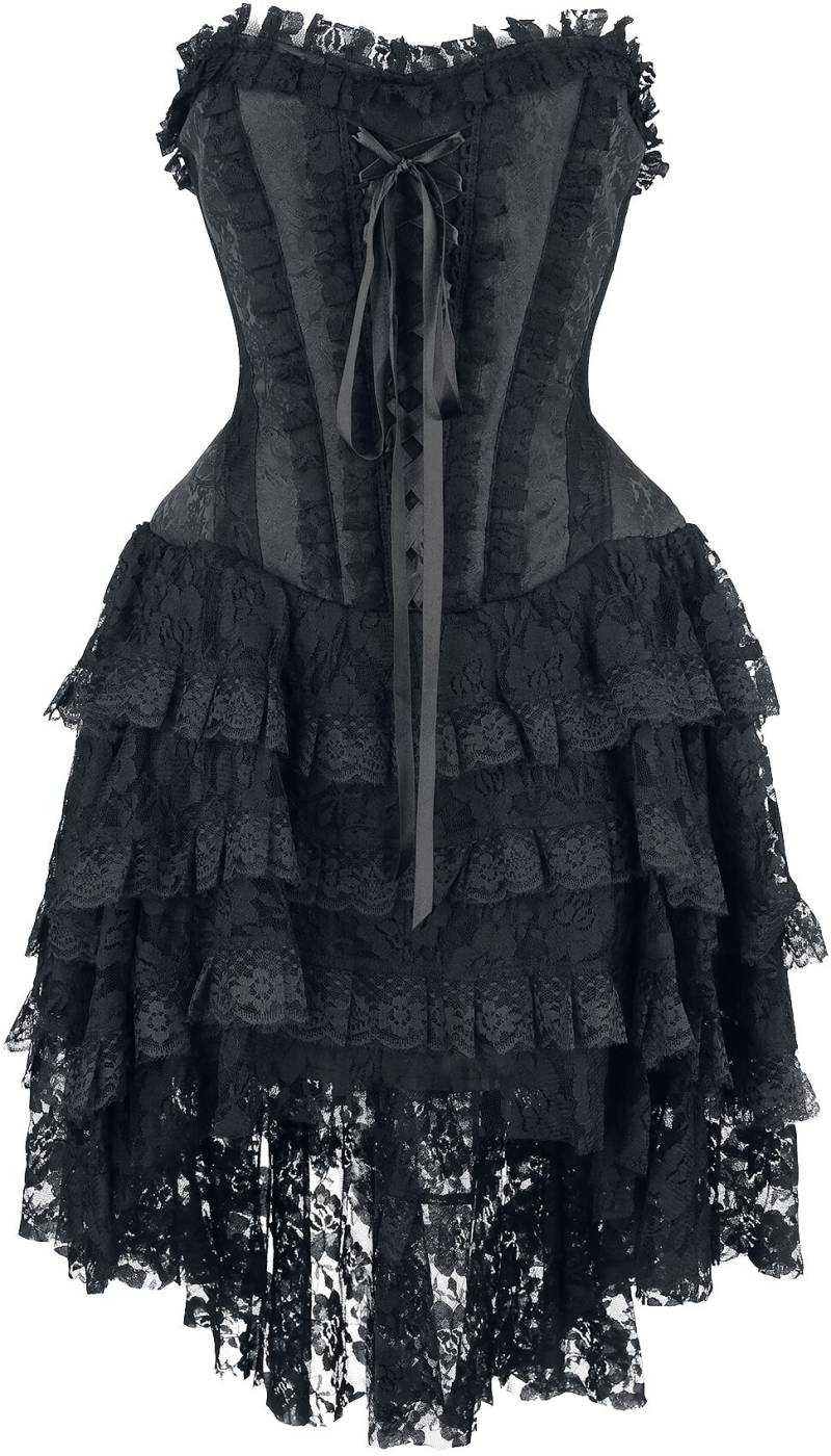 Gothicana by EMP - Gothic Kurzes Kleid - Aufwendiges Gothic Kleid mit Korsage und Vokuhila Rock - S bis XXL - für Damen - Größe M - schwarz von Gothicana by EMP