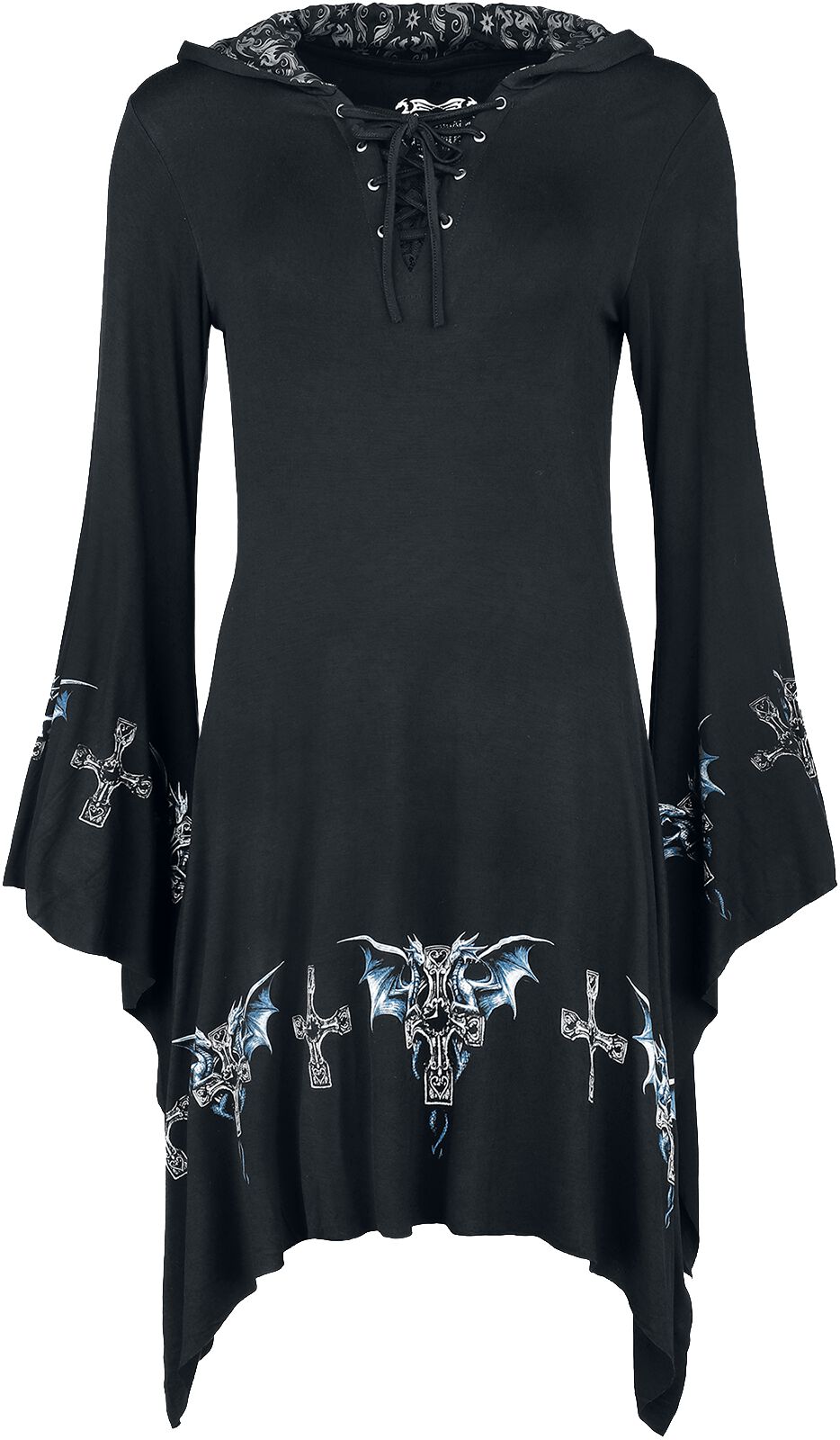 Gothicana by EMP - Gothic Kurzes Kleid - Gothicana X Anne Stokes Short Dragon Dress - XS bis L - für Damen - Größe L - schwarz von Gothicana by EMP