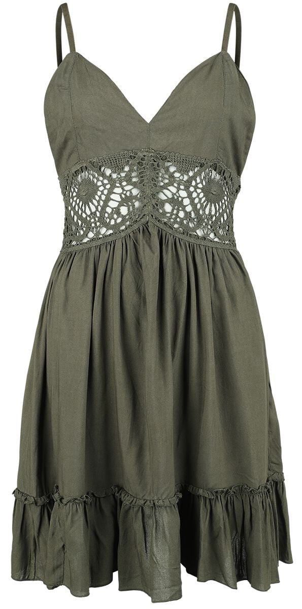 Gothicana by EMP - Gothic Kurzes Kleid - Mini Dress with Sheer Lace - L bis XXL - für Damen - Größe L - grün von Gothicana by EMP