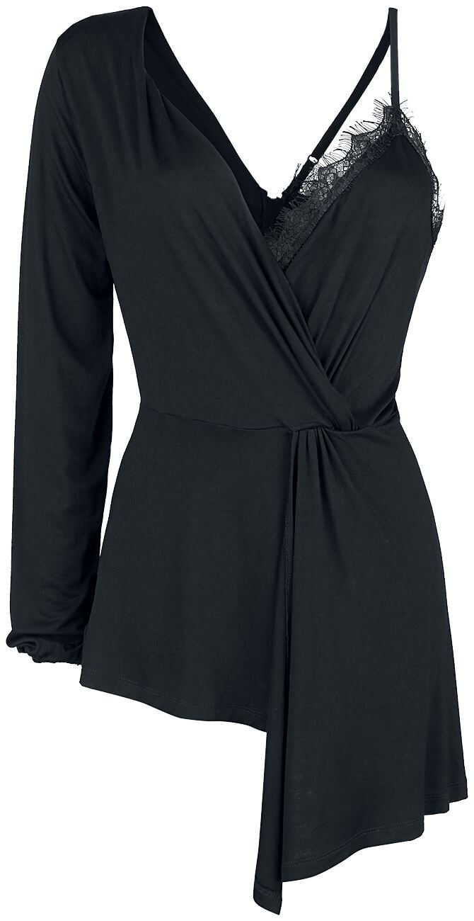 Gothicana by EMP - Gothic Langarmshirt - Auffälliges Oberteil mit Spitzendetails - S bis L - für Damen - Größe M - schwarz von Gothicana by EMP