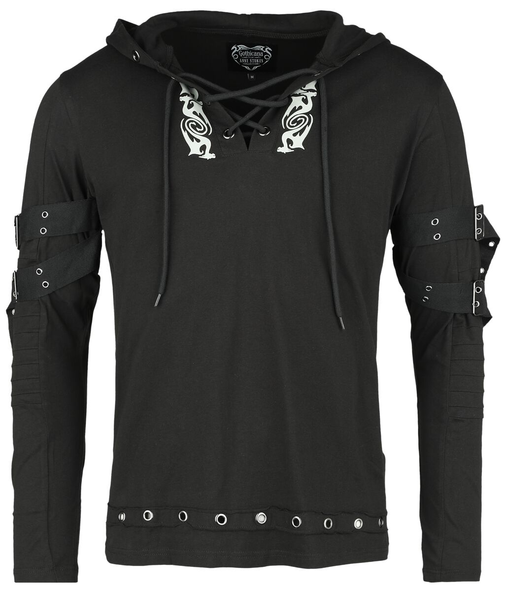 Gothicana by EMP - Gothic Langarmshirt - Gothicana X Anne Stokes Longsleeve - S bis XXL - für Männer - Größe XXL - schwarz von Gothicana by EMP