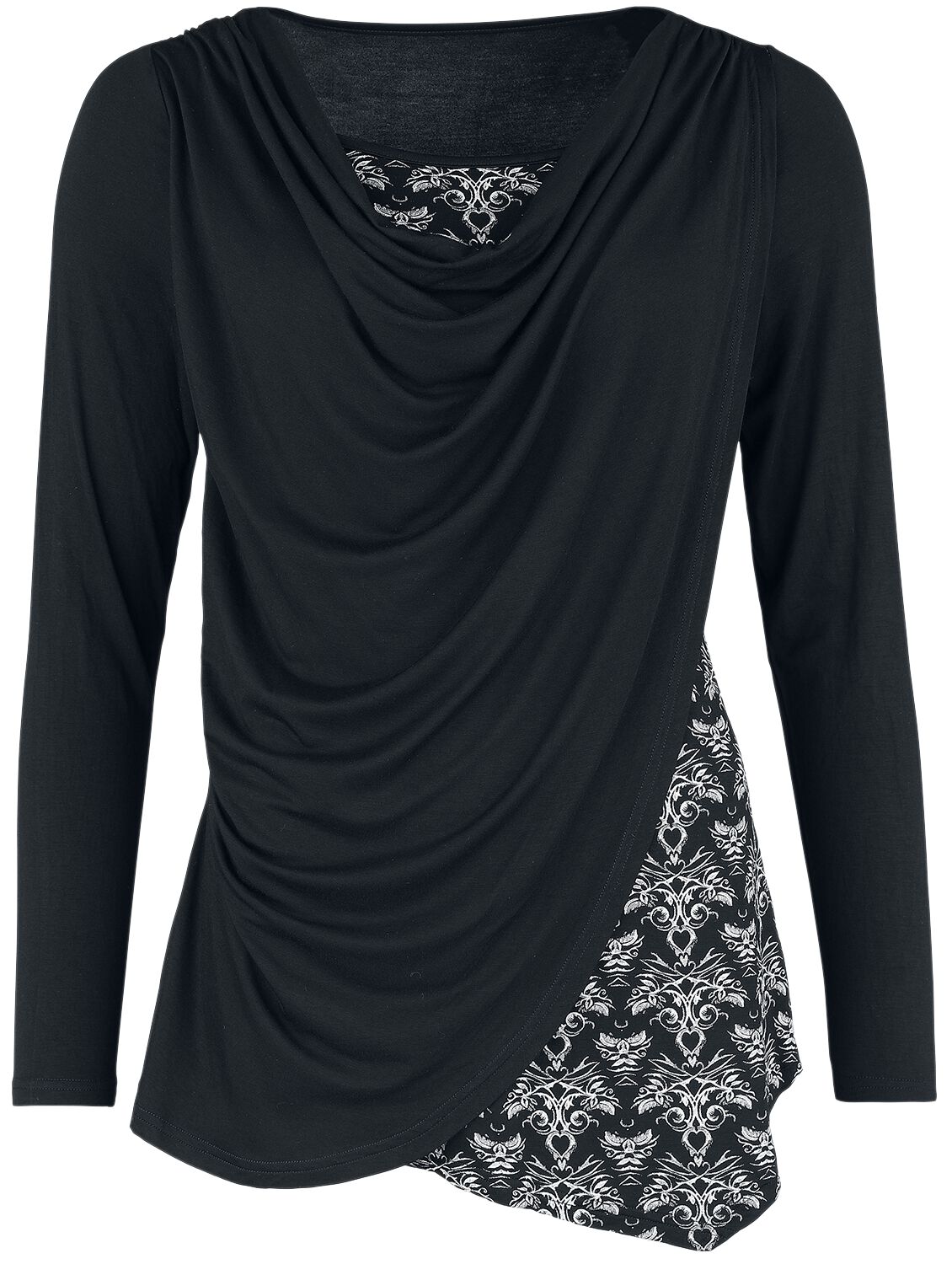 Gothicana by EMP - Gothic Langarmshirt - Gothicana X Anne Stokes - Longsleeve im Doublelayer look - XS bis 5XL - für Damen - Größe 5XL - schwarz von Gothicana by EMP