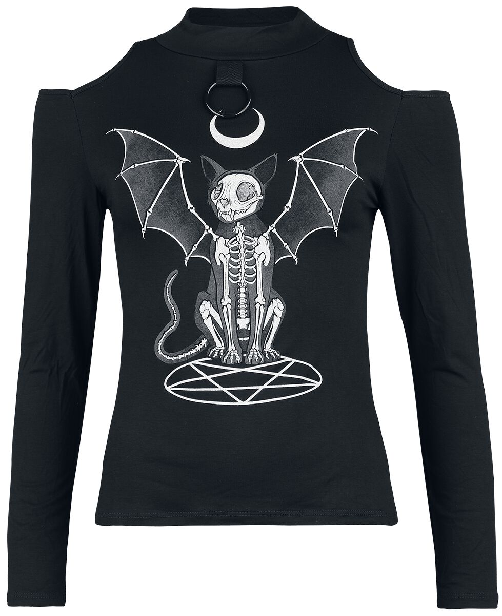 Gothicana by EMP - Gothic Langarmshirt - Longsleeve With Cut-Out Shoulders - L bis XL - für Damen - Größe XL - schwarz von Gothicana by EMP