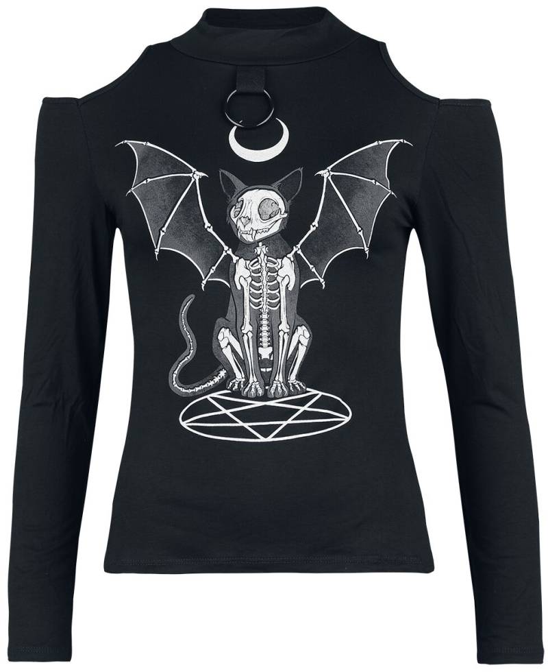 Gothicana by EMP - Gothic Langarmshirt - Longsleeve With Cut-Out Shoulders - L bis XL - für Damen - Größe XL - schwarz von Gothicana by EMP
