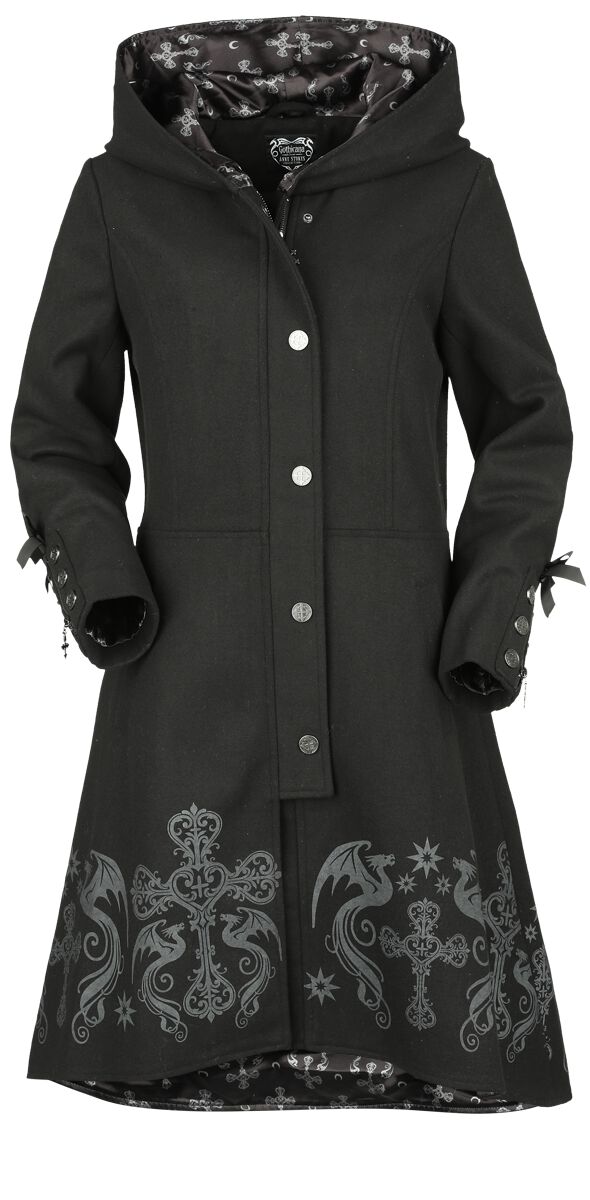 Gothicana by EMP - Gothic Mantel - Gothicana X Anne Stokes Coat - S bis XXL - für Damen - Größe L - schwarz von Gothicana by EMP