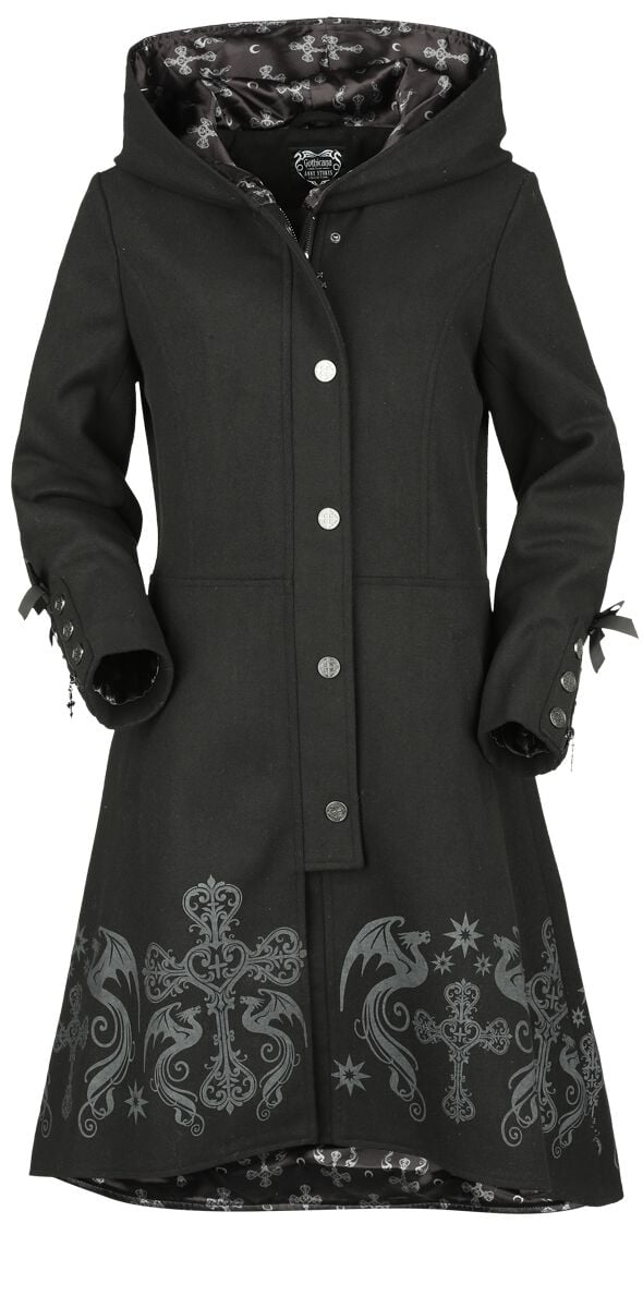 Gothicana by EMP - Gothic Mantel - Gothicana X Anne Stokes Coat - S bis XXL - für Damen - Größe S - schwarz von Gothicana by EMP