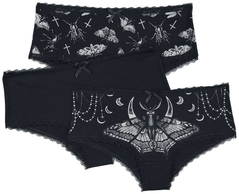 Gothicana by EMP - Gothic Panty-Set - Schwarzes Panty-Set in uni und mit Prints - S bis L - für Damen - Größe S - schwarz von Gothicana by EMP
