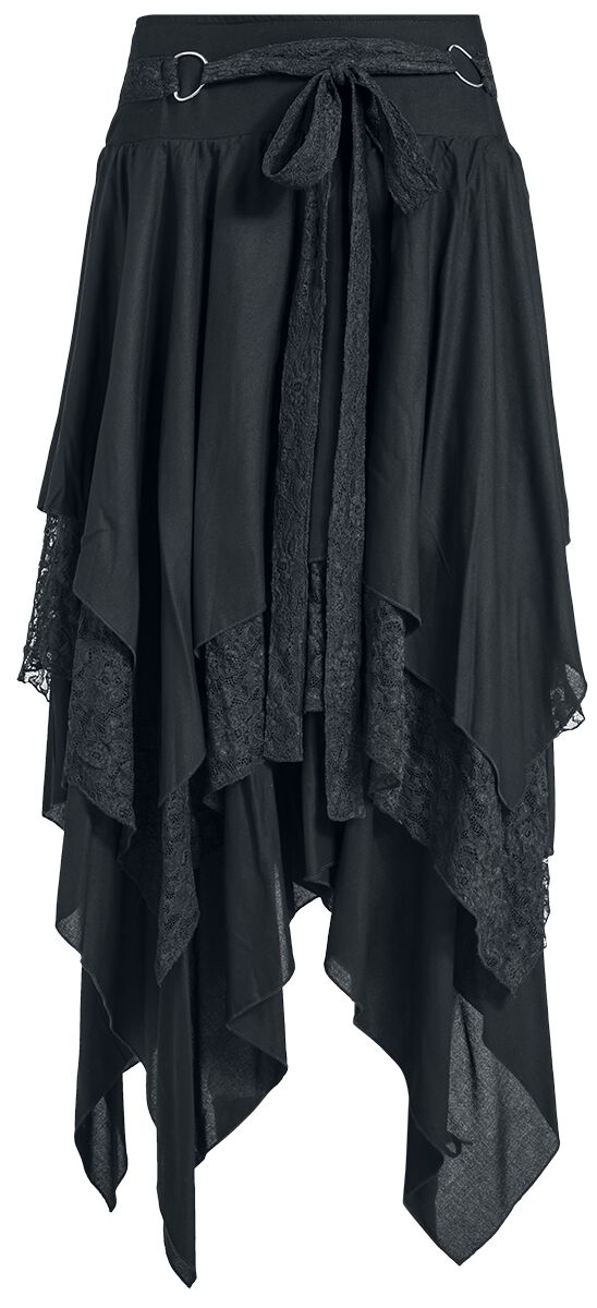 Gothicana by EMP - Gothic Rock knielang - Skirt in Tiered Style - S bis XXL - für Damen - Größe XXL - schwarz Gothicana by EMP - Gothic Rock knielang - Skirt in Tiered Style - S bis XXL - für Damen - Größe XXL - schwarz von Gothicana by EMP