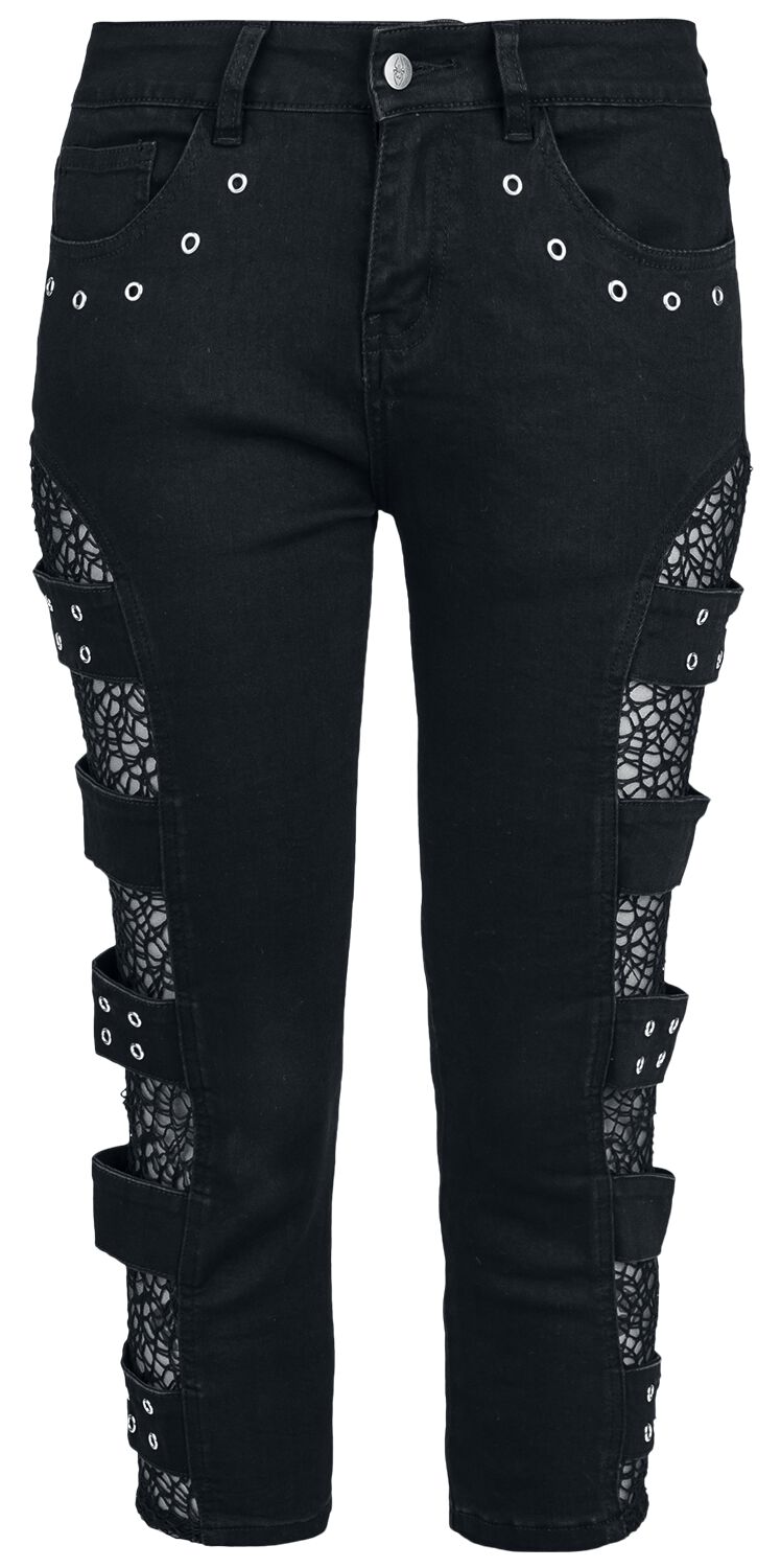Gothicana by EMP - Gothic Short - Capri Shorts With Mesh Details - 30 - für Damen - Größe 30 - schwarz von Gothicana by EMP