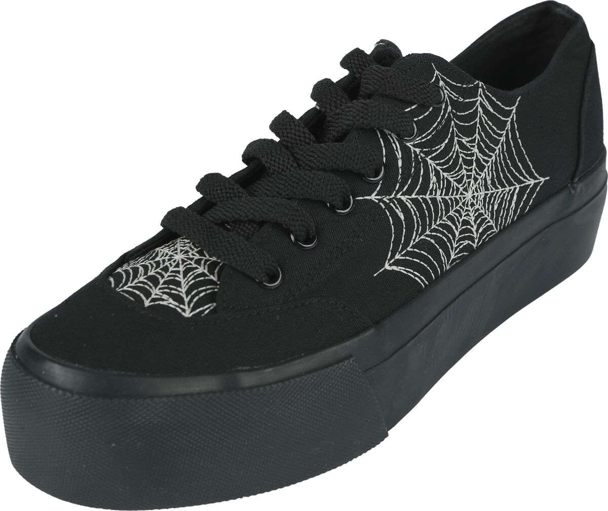 Gothicana by EMP - Gothic Sneaker - LowCut Plateau Sneaker With Spiderweb Embroidery - EU37 bis EU41 - für Damen - Größe EU38 - schwarz von Gothicana by EMP