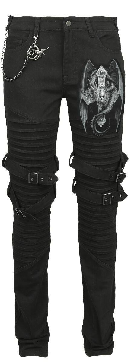 Gothicana by EMP - Gothic Stoffhose - Gothicana X Anne Stokes Pants - W27L32 bis W31L34 - für Damen - Größe W27L32 - schwarz von Gothicana by EMP