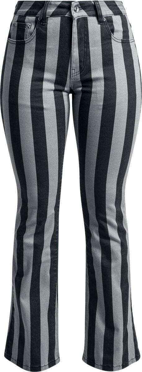 Gothicana by EMP - Gothic Stoffhose - Grace - schwarz/grau gestreifte Hose - W27L30 bis W31L34 - für Damen - Größe W28L32 - schwarz/grau Gothicana by EMP - Gothic Stoffhose - Grace - schwarz/grau gestreifte Hose - W27L30 bis W31L34 - für Damen - Größe W28L32 - schwarz/grau von Gothicana by EMP