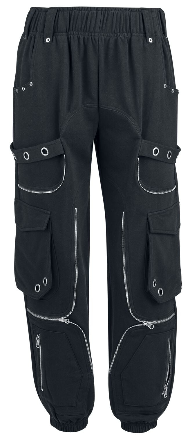 Gothicana by EMP - Gothic Stoffhose - Sweatpants With Rivets And Pockets - S bis XL - für Damen - Größe L - schwarz von Gothicana by EMP