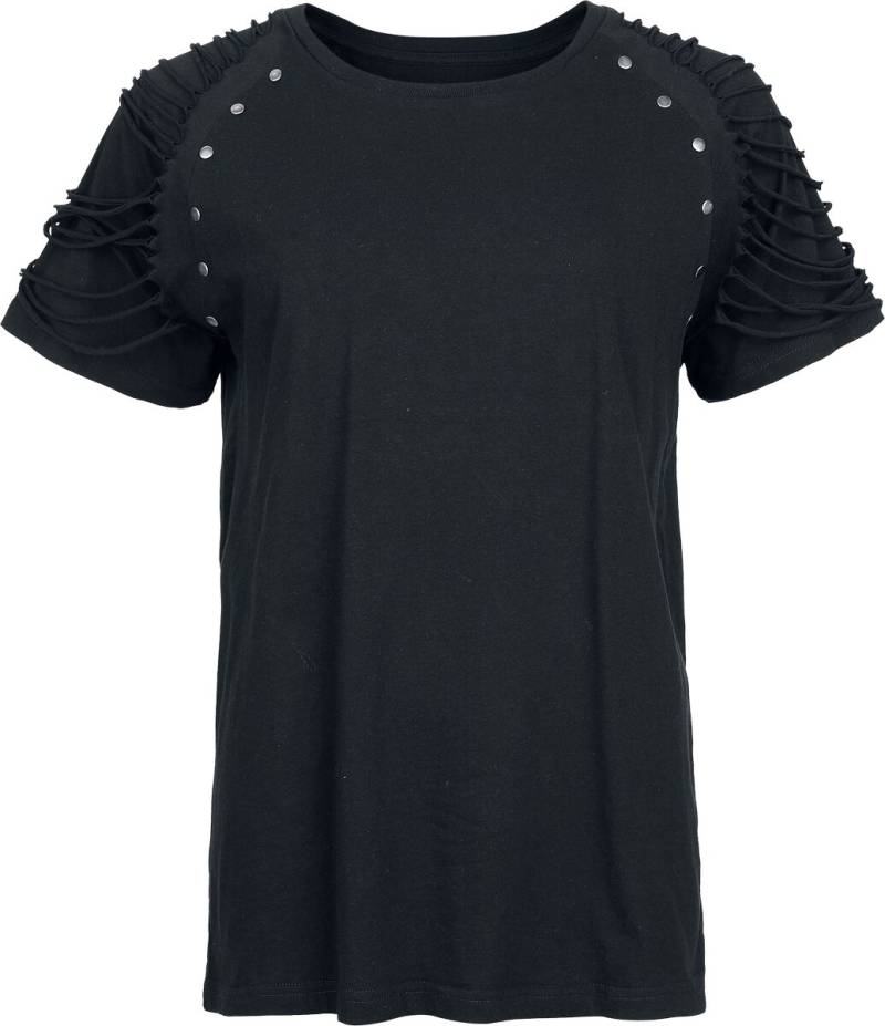 Gothicana by EMP - Gothic T-Shirt - T-Shirt with Distressed Shoulders - S bis XXL - für Damen - Größe XXL - schwarz von Gothicana by EMP
