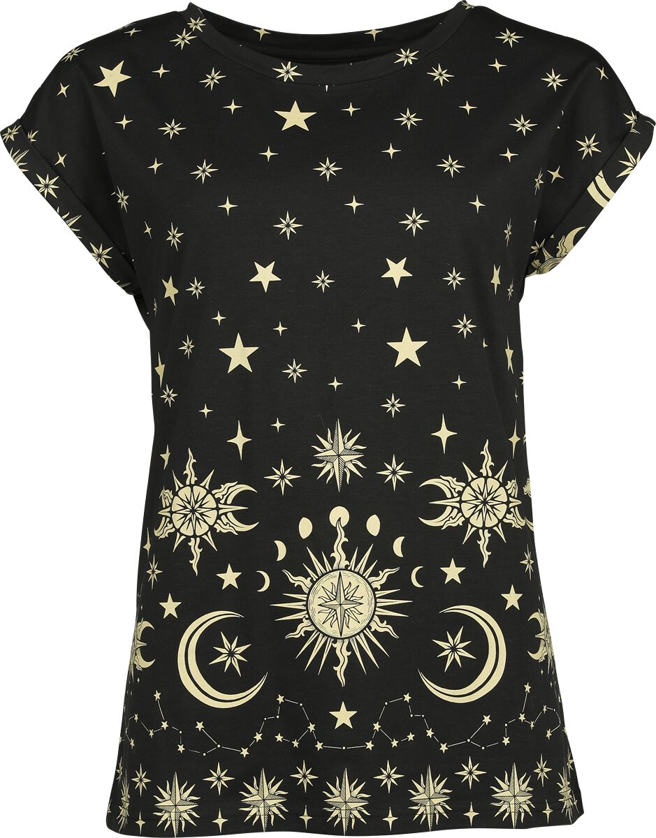 Gothicana by EMP - Gothic T-Shirt - T-Shirt with Sun, Stars and Moon - S bis XXL - für Damen - Größe XL - schwarz von Gothicana by EMP