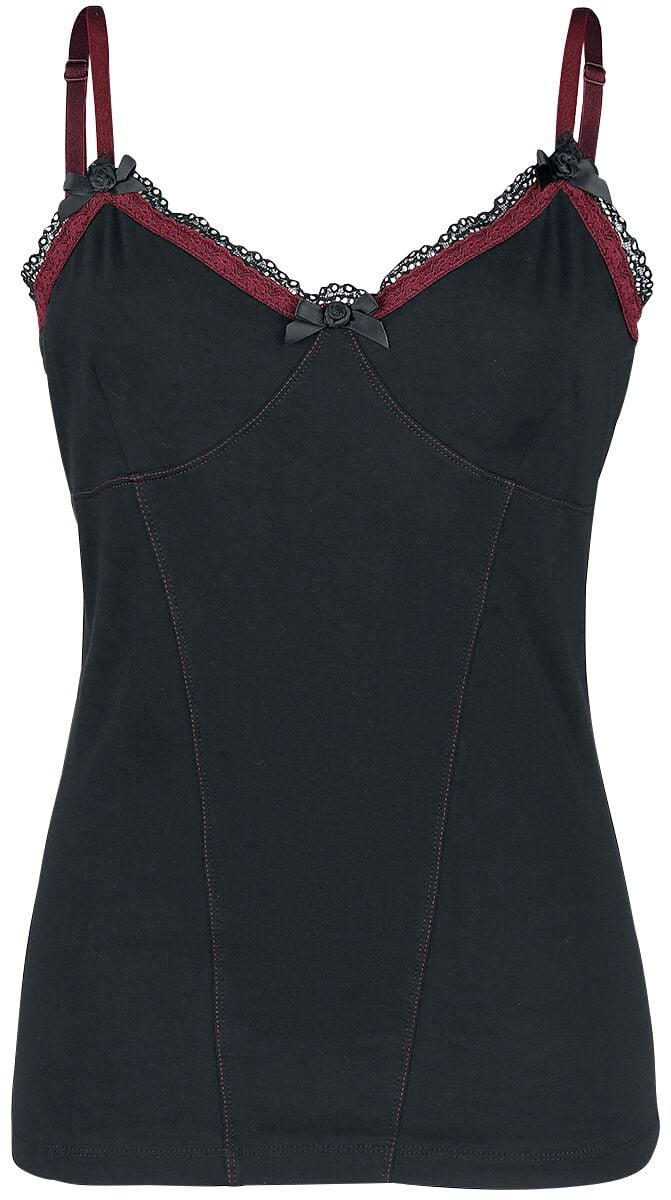 Gothicana by EMP - Gothic Top - Top mit Spitze - M bis XXL - für Damen - Größe L - schwarz/bordeaux von Gothicana by EMP