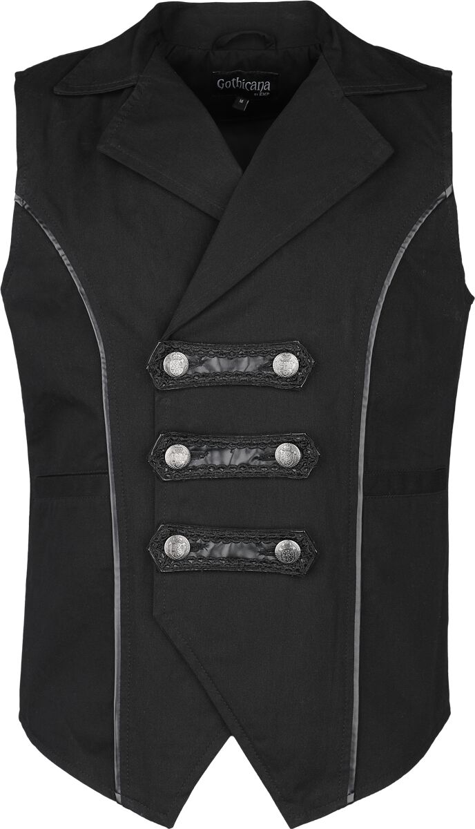 Gothicana by EMP - Gothic Weste - Vest with Faux Leather Straps - S bis XXL - für Männer - Größe L - schwarz von Gothicana by EMP