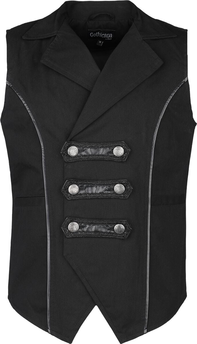 Gothicana by EMP - Gothic Weste - Vest with Faux Leather Straps - S bis XXL - für Männer - Größe M - schwarz von Gothicana by EMP