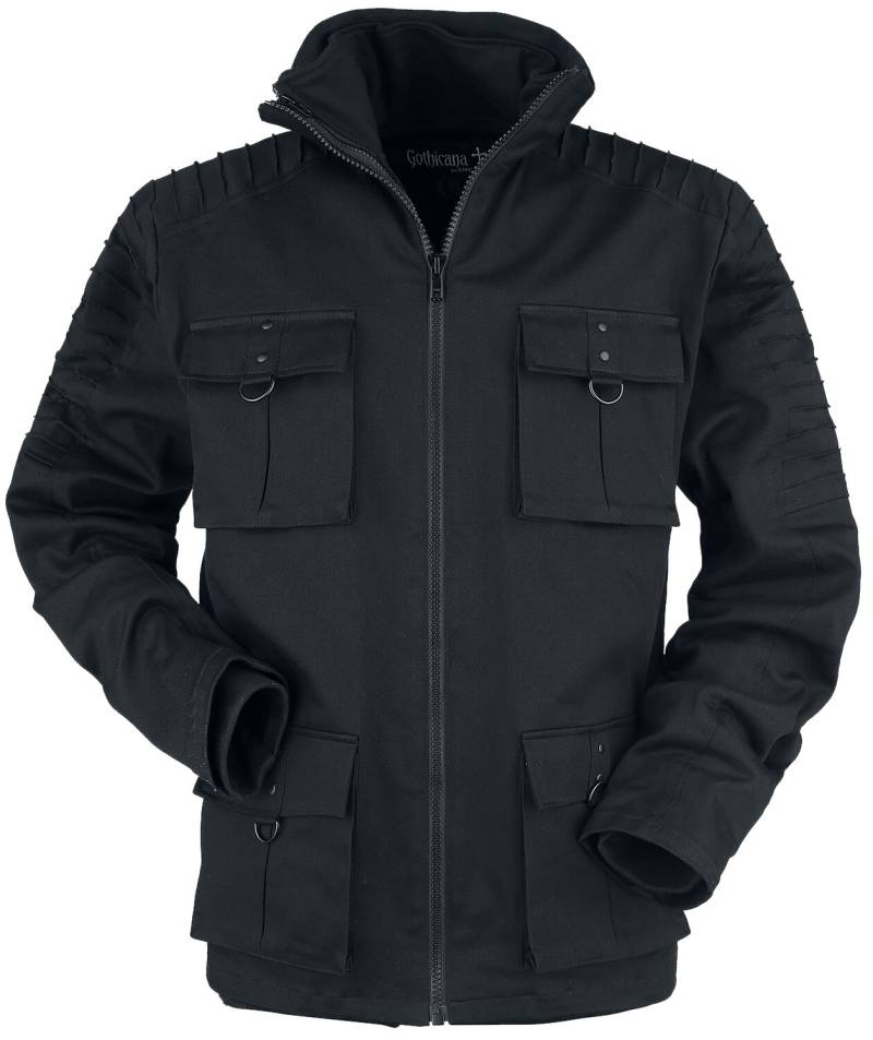 Gothicana by EMP - Gothic Winterjacke - Winterjacke mit Klappentaschen Ziernähten - XXL - für Männer - Größe XXL - schwarz von Gothicana by EMP