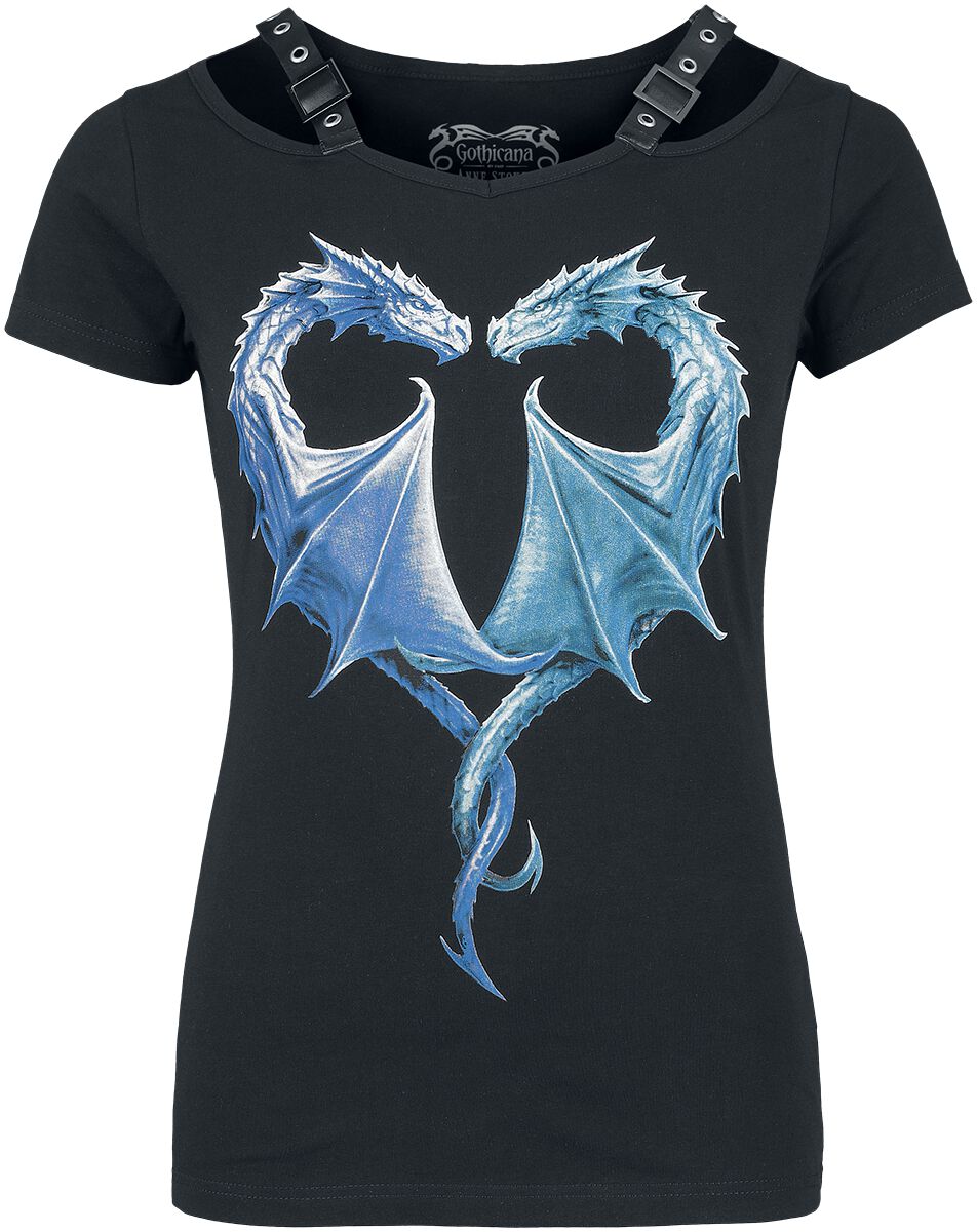 Gothicana by EMP - Gothicana X Anne Stokes - Black T-Shirt With Large Dragon Frontprint - T-Shirt - schwarz - EMP Exklusiv! von Gothicana by EMP