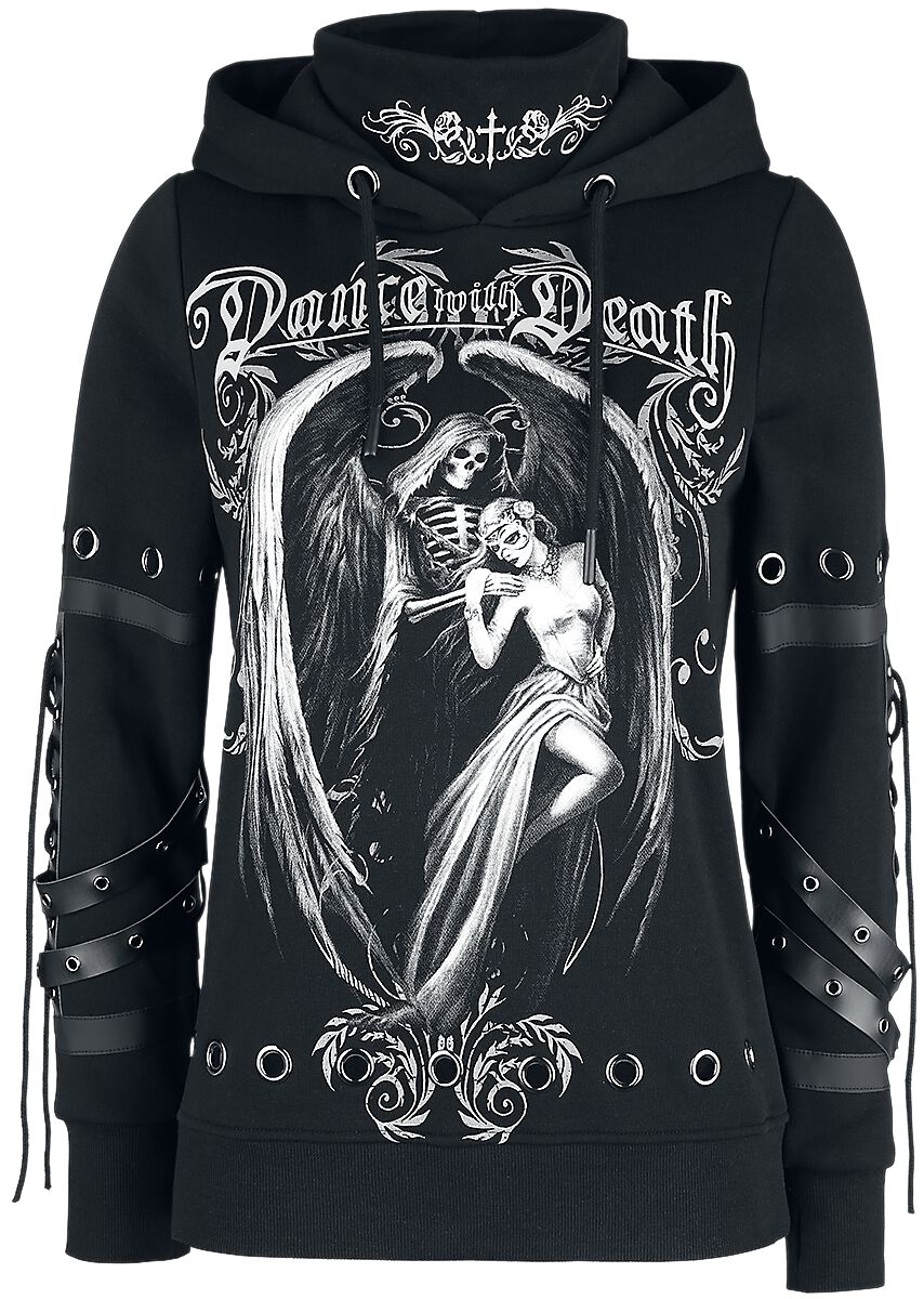 Gothicana by EMP Gothicana X Anne Stokes - Schwarzer Kapuzenpullover mit Print und zahlreichen Details Kapuzenpullover schwarz in XL von Gothicana by EMP