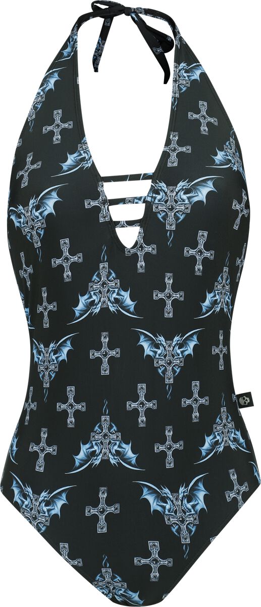 Gothicana by EMP Gothicana X Anne Stokes - Swimsuit Badeanzug schwarz in XXL von Gothicana by EMP