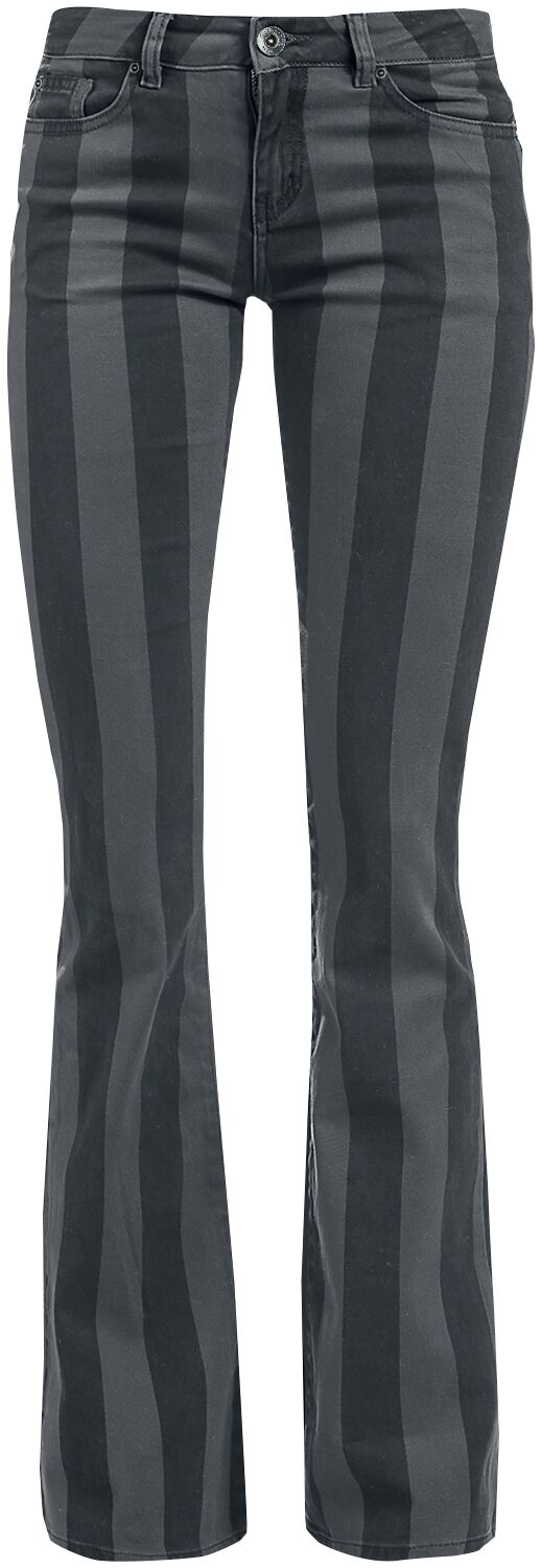 Gothicana by EMP Grace - schwarz/grau gestreifte Hose Stoffhose schwarz grau in W27L30 von Gothicana by EMP