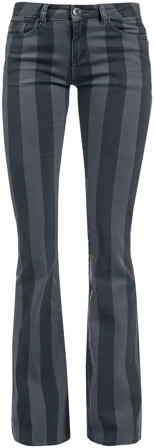 Gothicana by EMP Grace - schwarz/grau gestreifte Hose Stoffhose schwarz grau in W28L30 von Gothicana by EMP