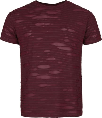 Gothicana by EMP Herren Bordeaux-rotes T-Shirt mit Allover Cut-Outs für einen Destroyed Look XL von Gothicana by EMP