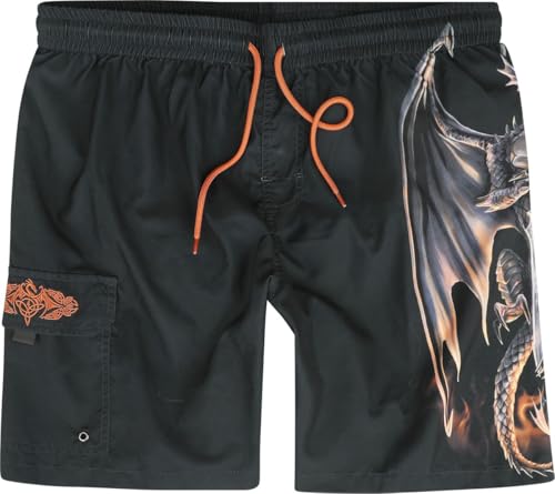 Gothicana by EMP Herren Schwarze Badeshorts mit Drachen-Print L von Gothicana by EMP