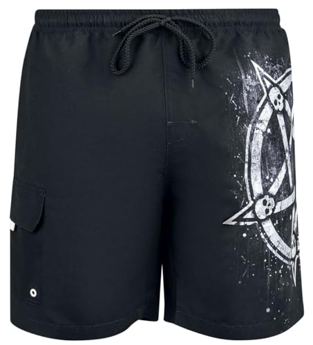 Gothicana by EMP Herren Schwarze Badeshorts mit Pentagramm-Print M von Gothicana by EMP