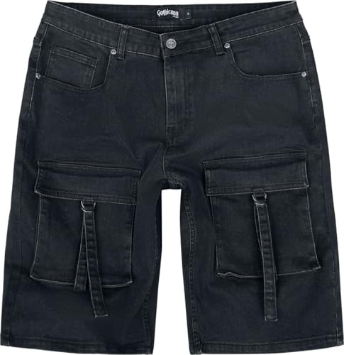 Gothicana by EMP Herren Schwarze Basic-Shorts mit Gürtelschlaufen und vielen Taschen L von Gothicana by EMP