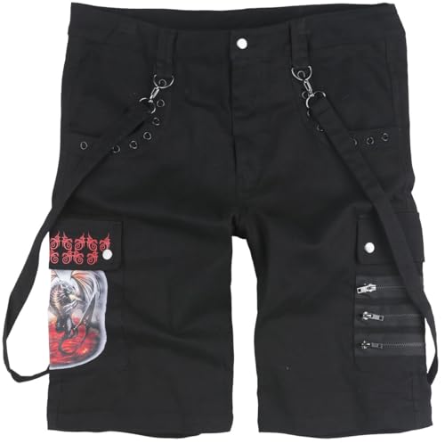 Gothicana by EMP Herren Schwarze Gothic Shorts mit Reißverschlüssen 5XL von Gothicana by EMP