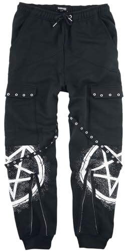 Gothicana by EMP Herren Schwarze lässige Hose mit Taschen, Riemen und Prints XXL von Gothicana by EMP