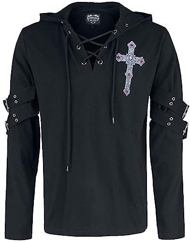 Gothicana by EMP Herren Schwarzes Langarmshirt mit Print und Schnürung L von Gothicana by EMP