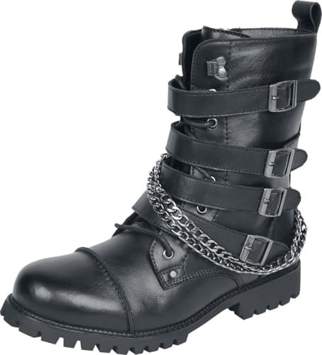 Gothicana by EMP Herren Schwarze Boots mit Schnürung und optischer Kette EU43 von Gothicana by EMP