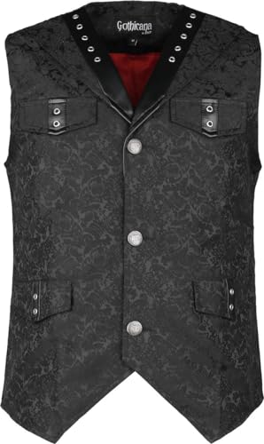 Gothicana by EMP Herren schwarze Weste mit Brokat Muster L von Gothicana by EMP