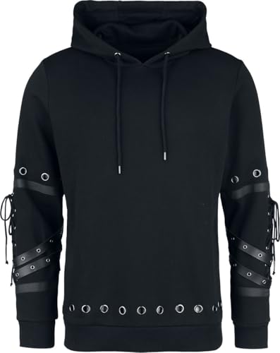 Gothicana by EMP Herren schwarzer Kapuzenpullover mit Kunstlederriemen und Lochnieten XXL von Gothicana by EMP