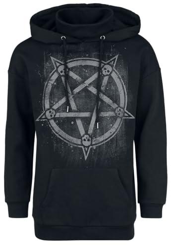 Gothicana by EMP Herren schwarzer Kapuzenpullover mit großem Pentagramm und Totenköpfen Frontprint XXL von Gothicana by EMP