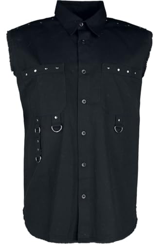 Gothicana by EMP Herren schwarzes Kurzarmhemd mit Nieten und Ringen XL von Gothicana by EMP