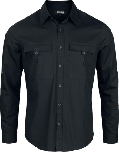 Gothicana by EMP Herren schwarzes Langarmhemd mit großen Brusttaschen L von Gothicana by EMP