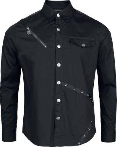Gothicana by EMP Herren schwarzes Langarmhemd mit großer Brusttasche und Schulterleiste mit Ösen M von Gothicana by EMP