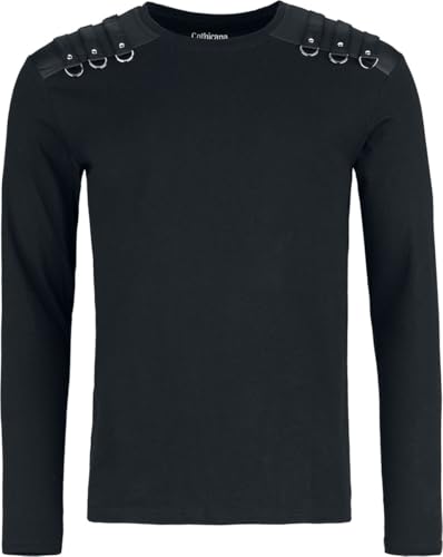 Gothicana by EMP Herren schwarzes Langarmshirt mit Riemen und D-Ringen M von Gothicana by EMP