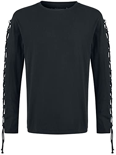 Gothicana by EMP Herren schwarzes Langarmshirt mit Schnürung M von Gothicana by EMP