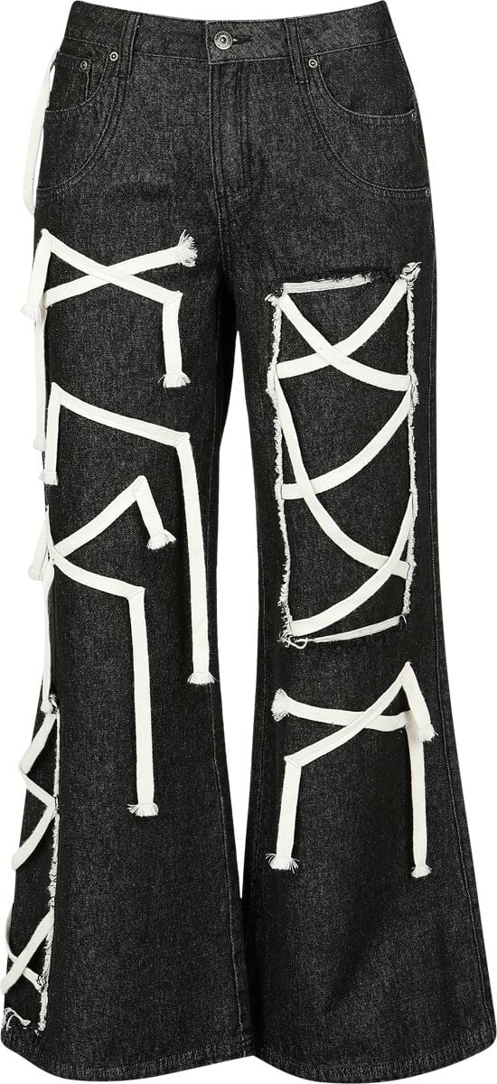 Gothicana by EMP Jeans - Jeans mit Schnürungen - W27L30 bis W33L32 - für Damen - Größe W27L32 - schwarz von Gothicana by EMP