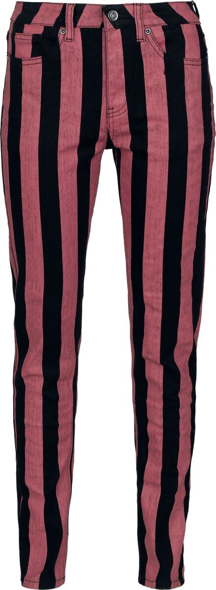 Gothicana by EMP Jeans - Skarlett - red/black Stripes - W27L30 bis W34L32 - für Damen - Größe W29L32 - schwarz/rot Gothicana by EMP Jeans - Skarlett - red/black Stripes - W27L30 bis W34L32 - für Damen - Größe W29L32 - schwarz/rot von Gothicana by EMP